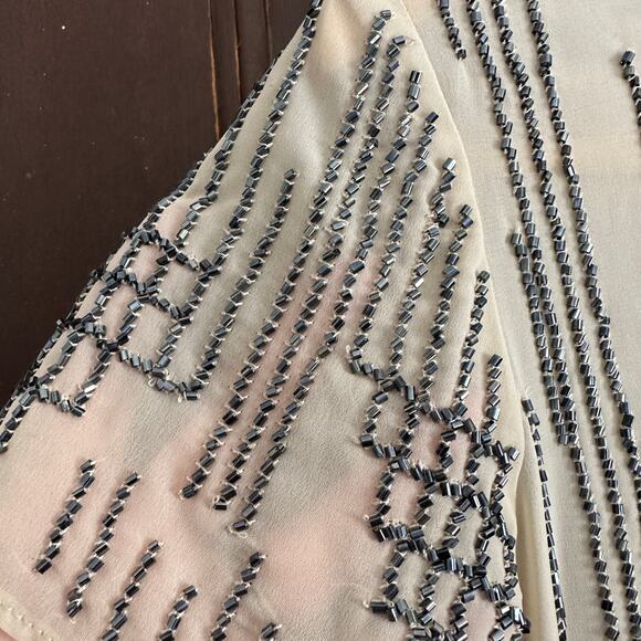 BOSTON PROPER | Geometric Beaded Short Sleeve Blouse | Size Small - Picture 2 of 8